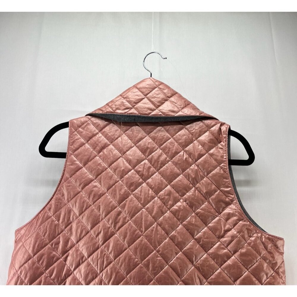 Soft Surroundings Vest M 10-12Stretch Snowline Metallic Puffer Shawl Cotton Pink - Picture 6 of 11